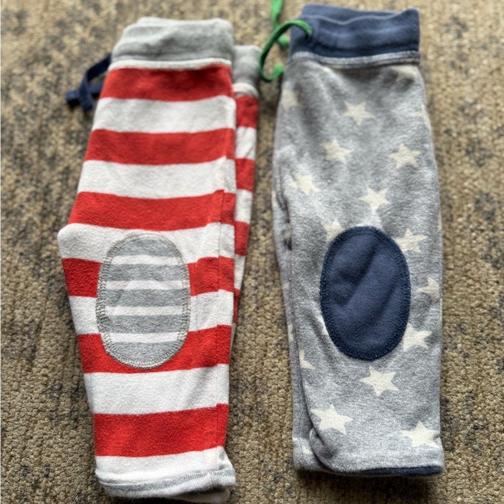 Red and Gray Striped and Star Patterned Baby Pants